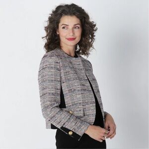 Judith & Charles Siene B Blazer Jacket Womens Size 4 Plaid Subtle Sequin Shimmer